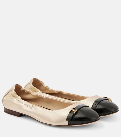 Tod's Tod's Metallic leather ballet flats