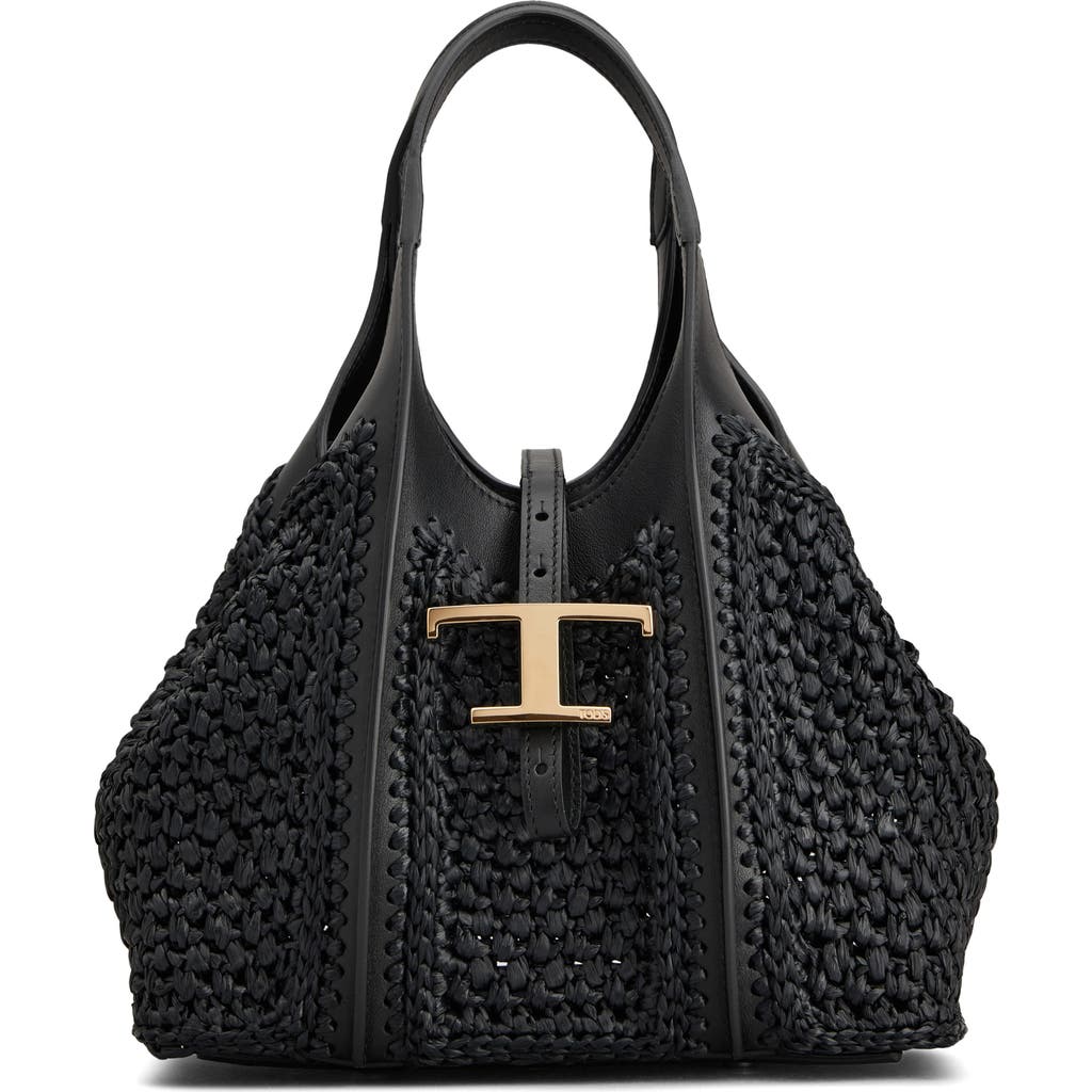 Tod's Tod's Mini T Timeless Crochet Raffia & Leather Shopping Bag
