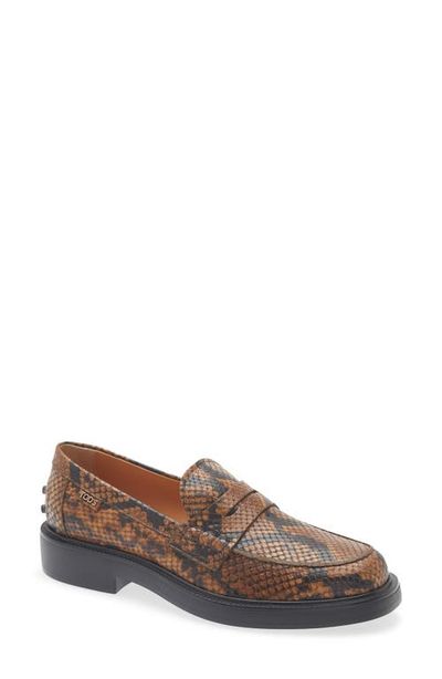 Tod's Tod's Python Embossed Penny Loafer