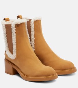 Tod's Tod's Shearling-trimmed suede Chelsea boots
