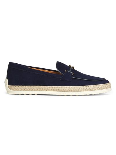 Tod's Women's Double-T Ring Suede & Raffia Loafers