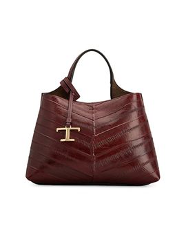 Tod's Women's Logo Eel-Effect Leather Top Handle Bag