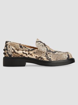 Tod's Women's Snakeskin-Print Leather Penny Loafers