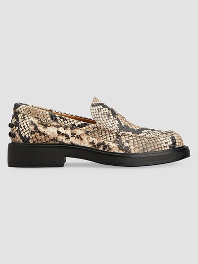 Tod's Women's Snakeskin-Print Leather Penny Loafers