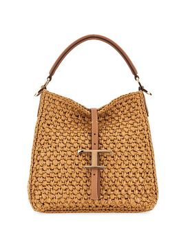 Tod's Women's T Timeless Mini Raffia Bucket Bag