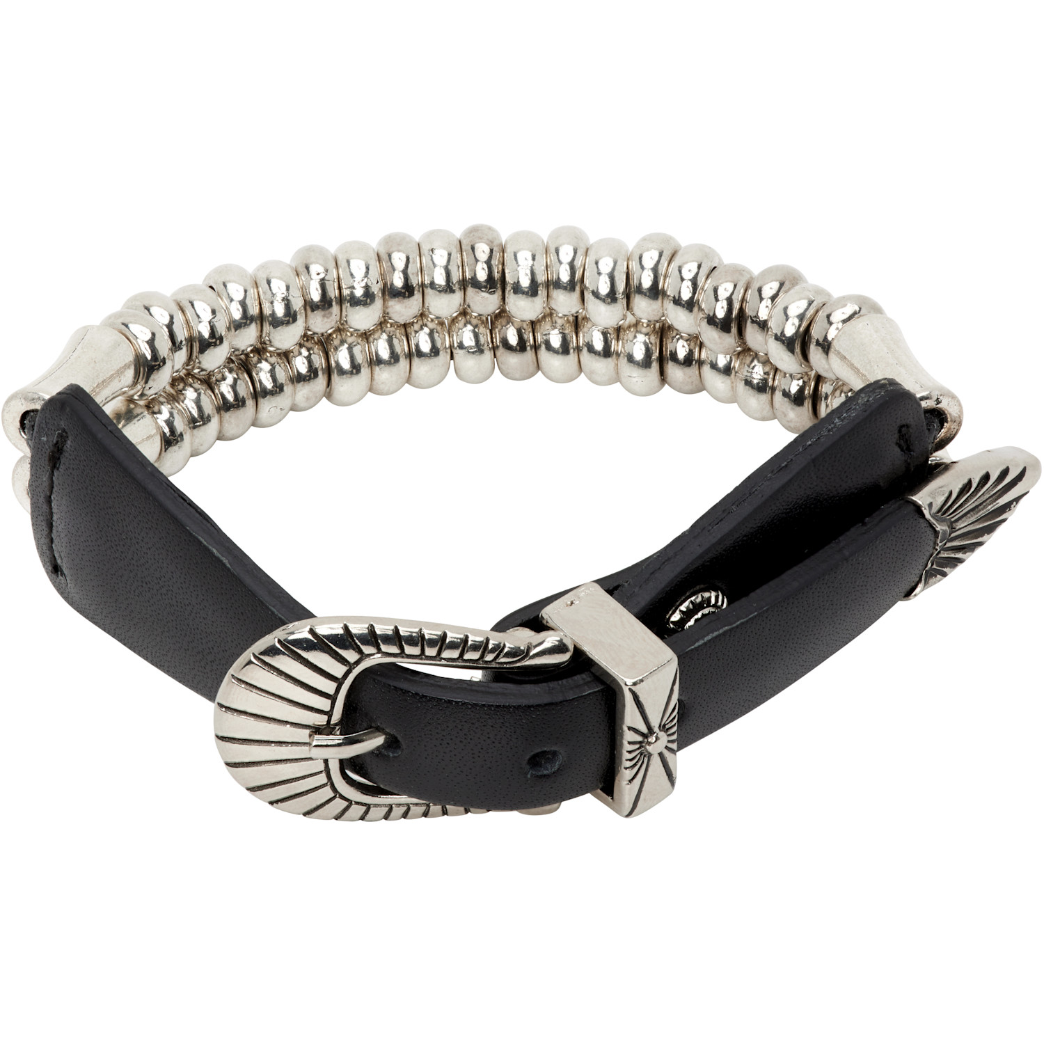 Toga Pulla - Black Concho Leather Bracelet