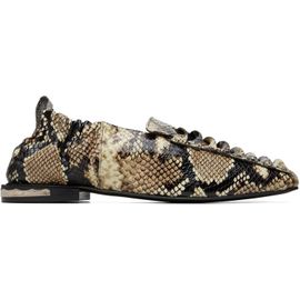 Toga Pulla Toga Pulla Beige & Brown Embossed Snake Ballerina Loafers