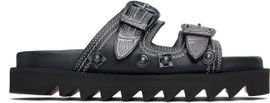 Toga Pulla Toga Pulla Black Contrast Stitch Leather Sandals