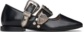 Toga Pulla Toga Pulla Black Leather Ballerina Flats