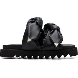 Toga Pulla Toga Pulla Black Leather Flat Sandals