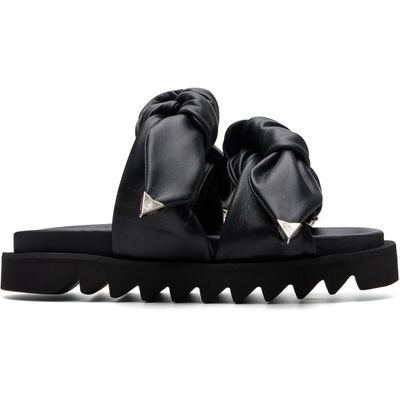 Toga Pulla Toga Pulla Black Leather Flat Sandals