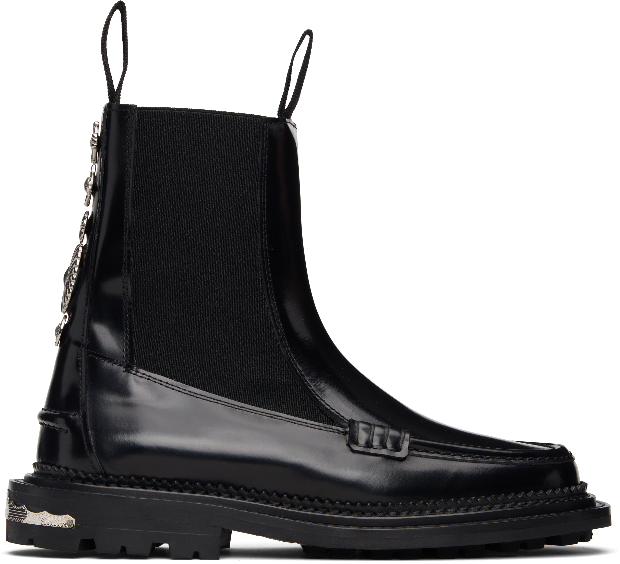 Toga Pulla - Black Ankle Strap Chelsea Boots