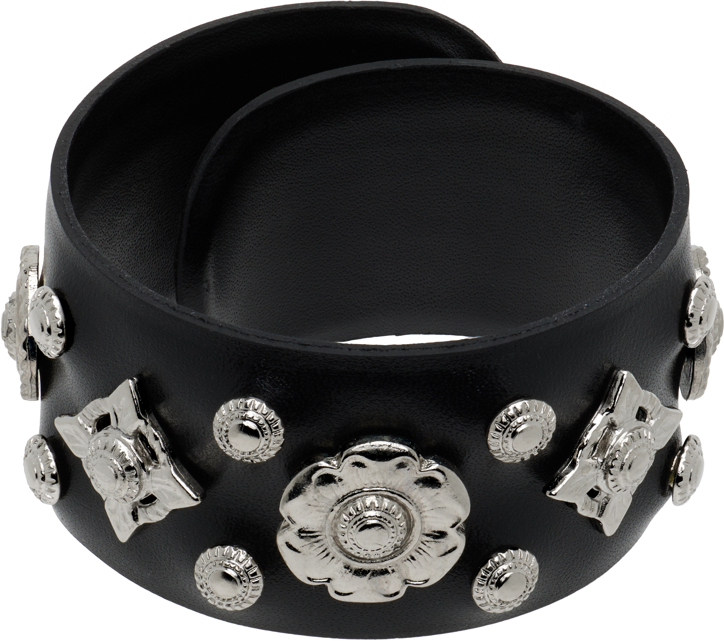 Toga Pulla - Black Concho Leather Bracelet