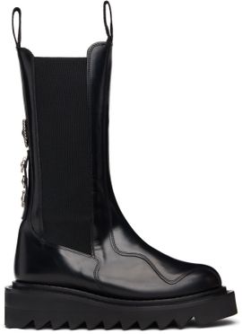 Toga Pulla Toga Pulla SSENSE Exclusive Black Mid Calf Leather Chelsea Boots