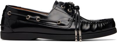 Toga Virilis Toga Virilis Black Leather Boat Shoes