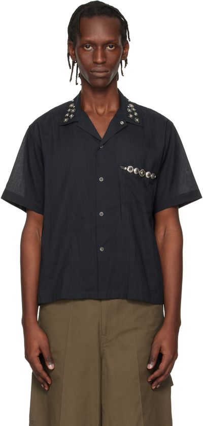 Toga Virilis Toga Virilis Black Plain Weave Metal S/S Shirt