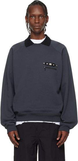 Toga Virilis Toga Virilis Black Polo Collar Sweatshirt