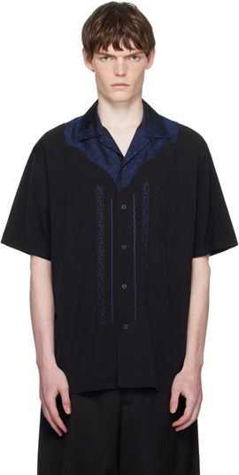 Toga Virilis Toga Virilis Black Viscose Twill Short Sleeve Shirt
