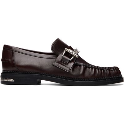 Toga Virilis Toga Virilis Brown Embossed Leather Loafers