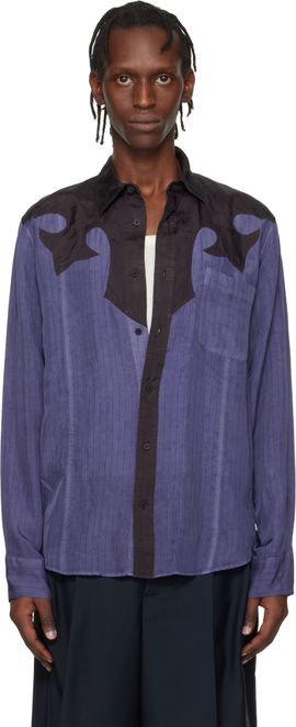 Toga Virilis Toga Virilis Purple & Black Cupra Stripe Shirt