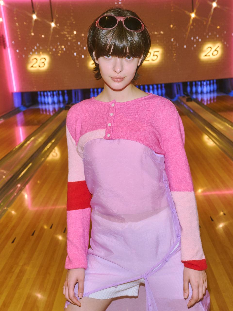 toinq Color Block Asymmetrical Knit Set-up (T249MCD903W)
