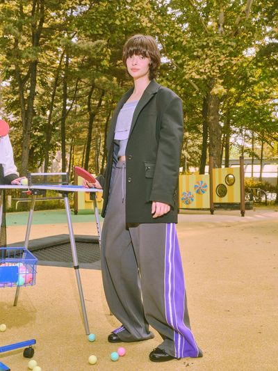 toinq Color Block Jersey Adjustable Hem Pants [Navy] (T249MPT903W)