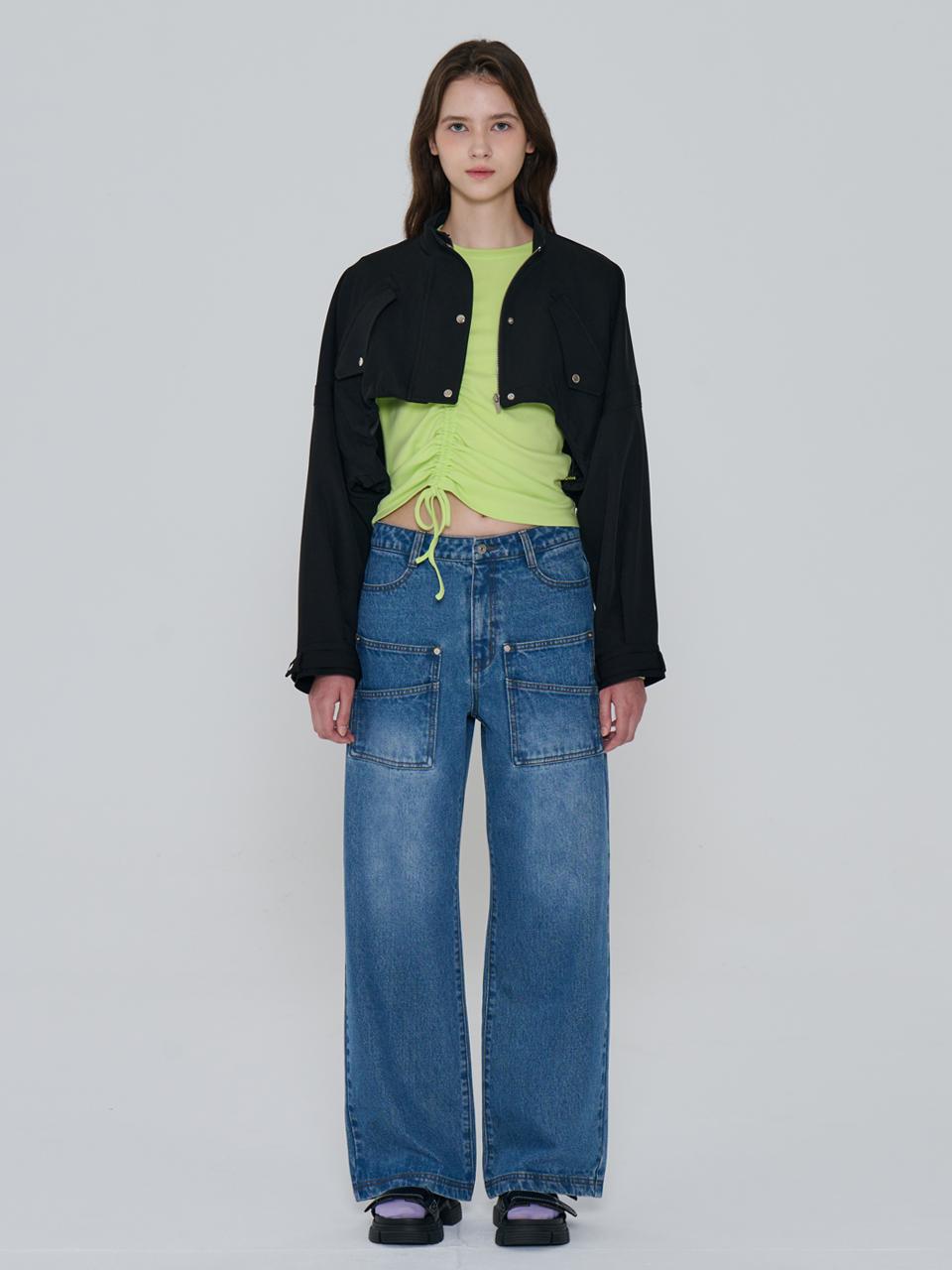 toinq Front Pocket Wide Fit Cotton Denim Pants (T249MJE905W)