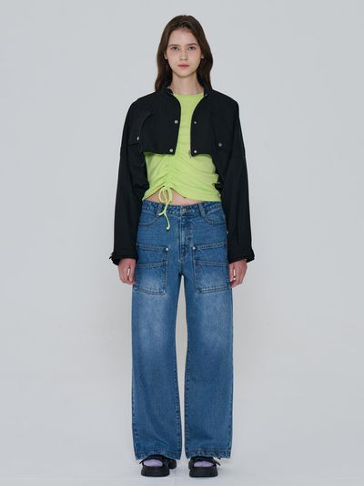 toinq Front Pocket Wide Fit Cotton Denim Pants (T249MJE905W)