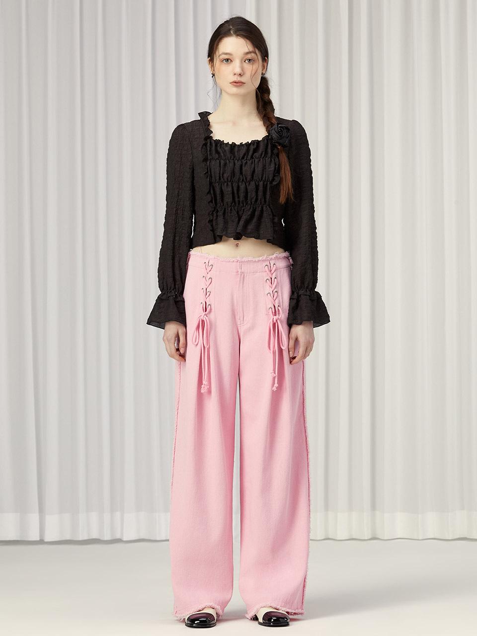 toinq Long Sleeve Shirring Blouse