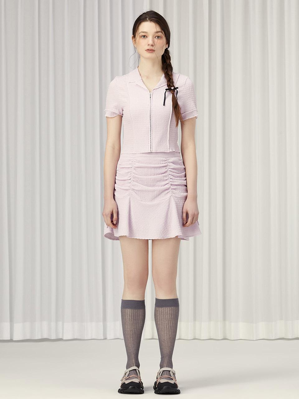 toinq Shirring Mini Flare Skirt