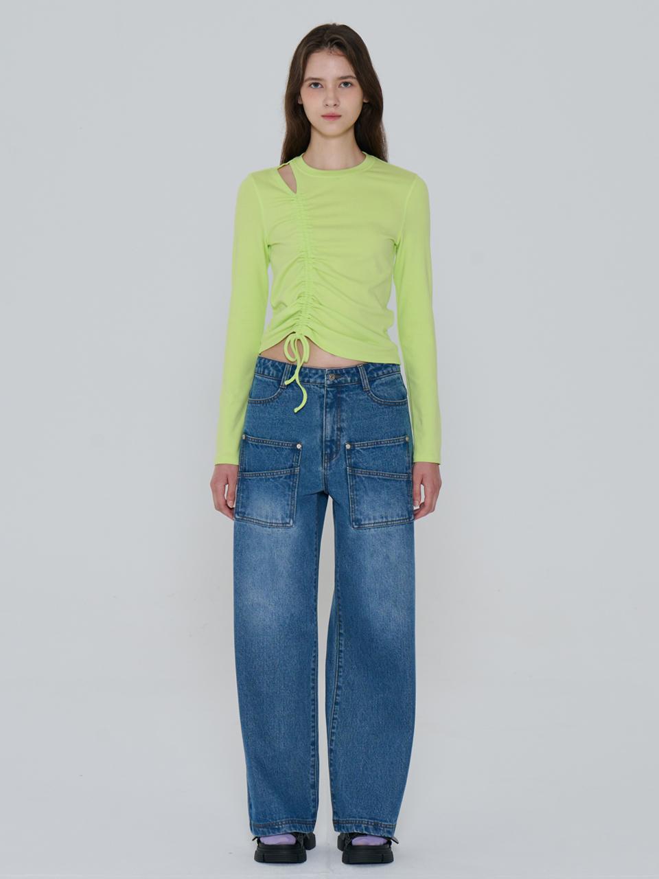 toinq Slit String Cotton Blend T-shirt (T249MTS905W)