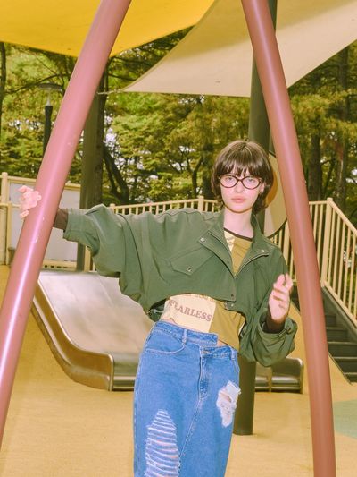toinq Unbalanced Crop Asymmetrical Jacket (T249MJK903W)