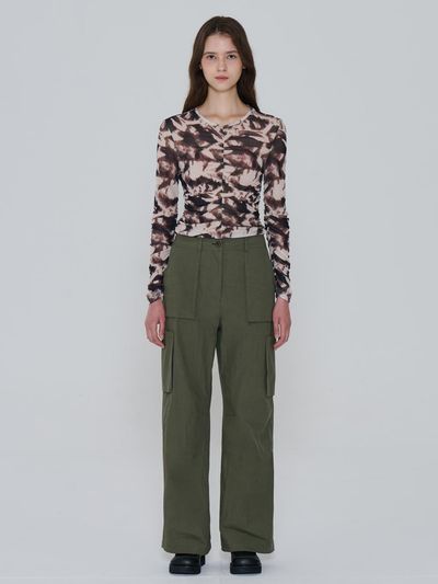 toinq Wide Cotton Knee Tuck Cargo Pants (T249MPT901W)