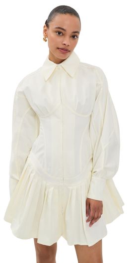 Tolu Coker Tolu Coker Contour Bustier Pleated Shirt Dress White