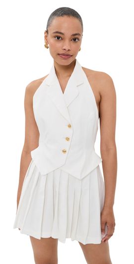 Tolu Coker Tolu Coker Pleated Waistcoat Mini Dress White