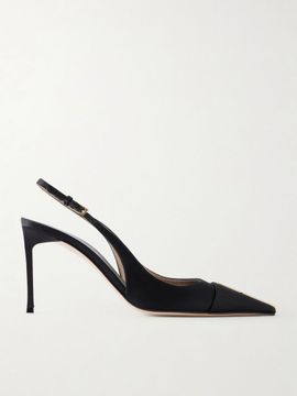 TOM FORD 85 crystal-embellished satin slingback pumps