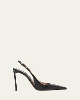 TOM FORD 85mm Shiny Kid Leather Slingback Pumps