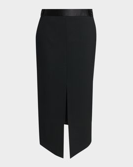 TOM FORD Center-Slit Long Wool Skirt