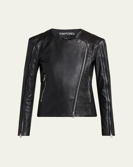 TOM FORD Collarless Leather Moto Jacket
