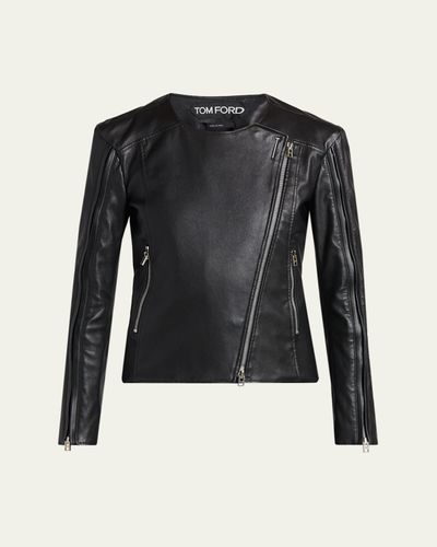 TOM FORD Collarless Leather Moto Jacket