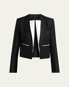 TOM FORD Contrast Silk-Lapel Open Jacket