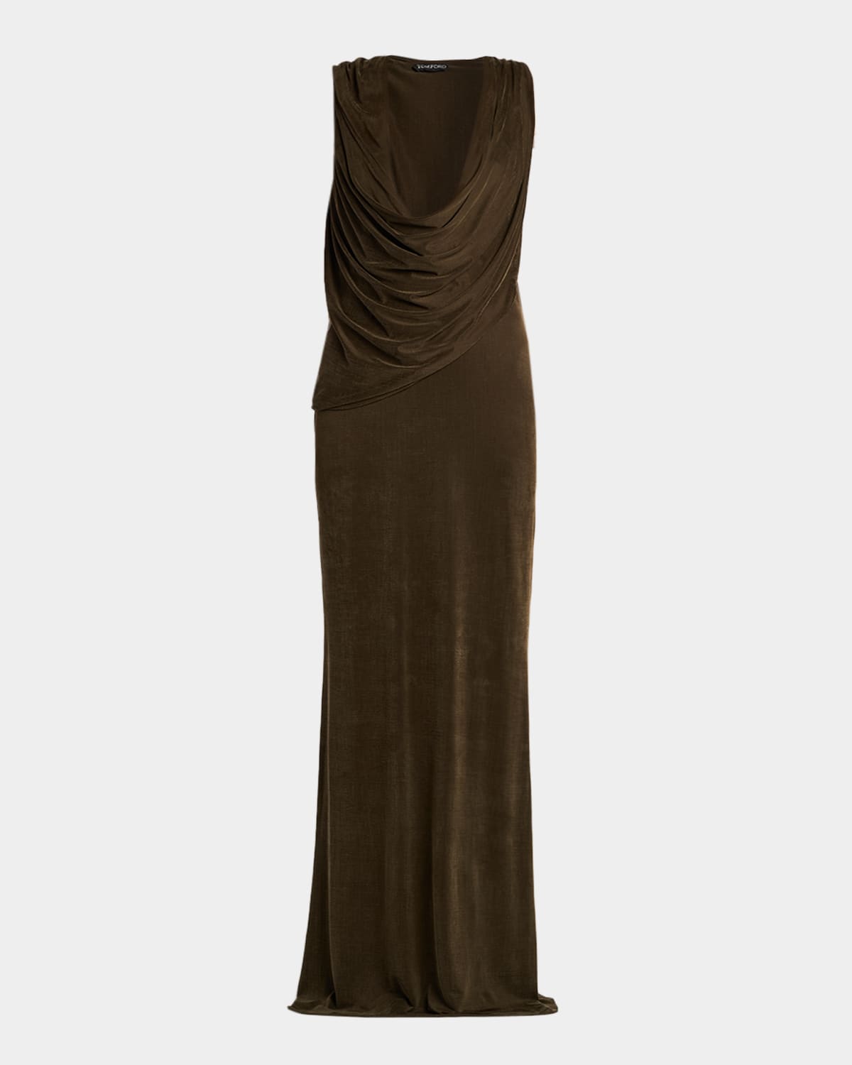TOM FORD Cowl-Neck Draped Column Gown