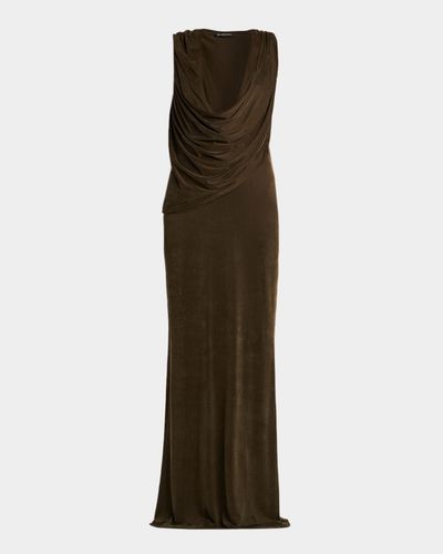 TOM FORD Cowl-Neck Draped Column Gown
