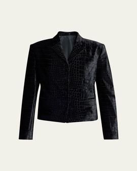 TOM FORD Croc-Embossed Velvet Single-Breasted Jacket