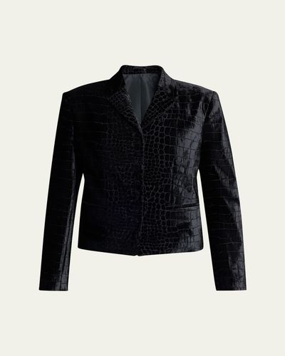TOM FORD Croc-Embossed Velvet Single-Breasted Jacket