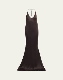 TOM FORD Draped Backless Satin Gown