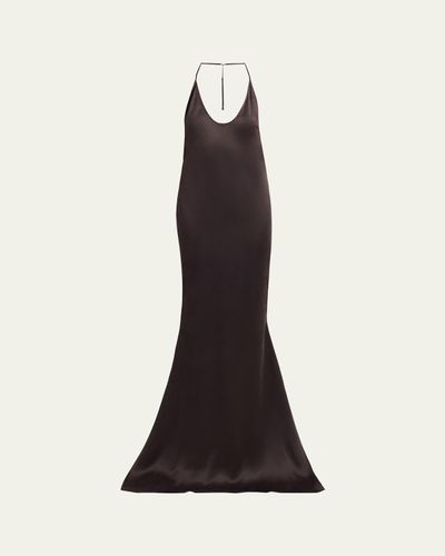 TOM FORD Draped Backless Satin Gown