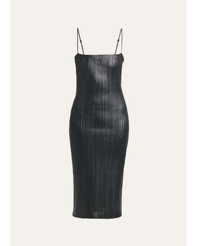 TOM FORD Fluted Leather Sleeveless Midi Dress