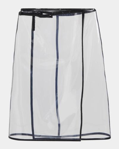 TOM FORD Glass-Effect Techno Leather-Trim Belted Wrap Skirt
