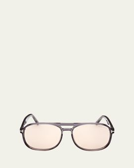 TOM FORD Grey Transparent Acetate Aviator Sunglasses